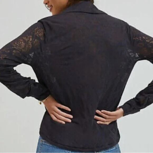 Maeve by Anthropologie – Lydia Floral Burnout Top – Black – Size S - Picture 4 of 7